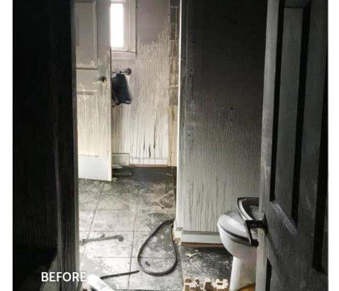 Bathroom damaged by fire 