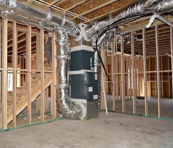 HVAC system in unfinished basement